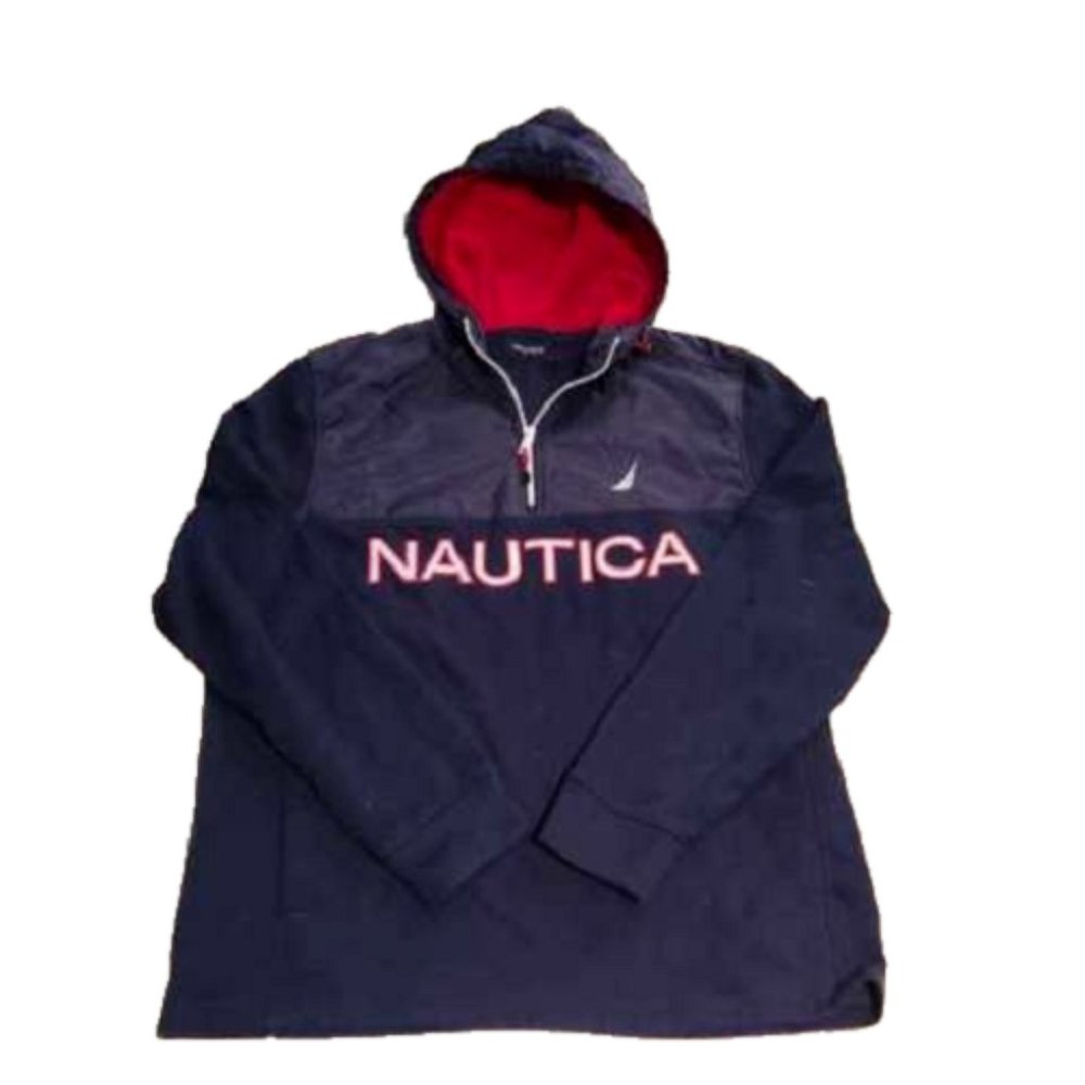 Nautica Men's Nautex Classic Fit Quarter-Zip‎ Fleece Hoodie Size Large